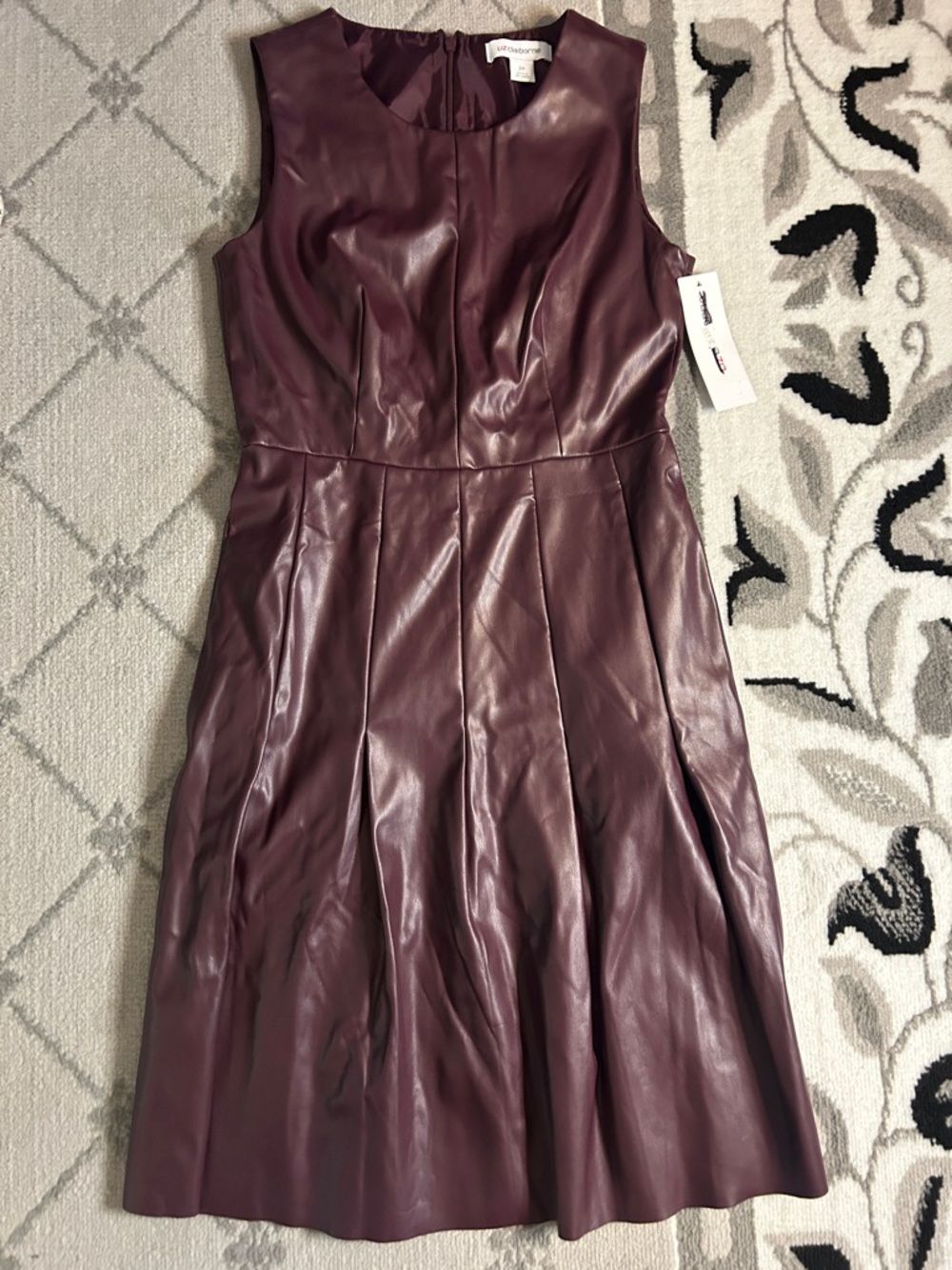 Liz Claiborne Sleeveless Vegan Leather Dress in Bordeaux